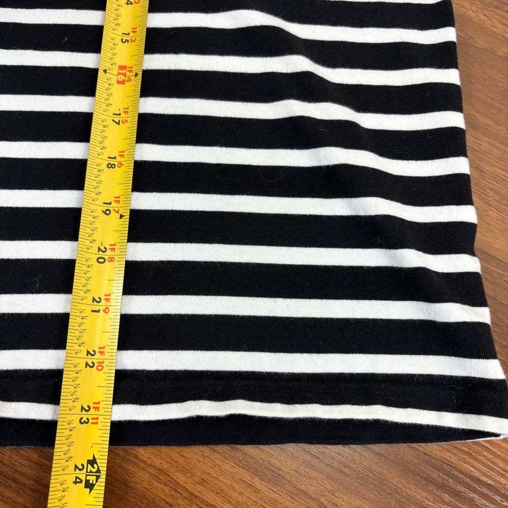 J. Crew Black White Striped Boat Neck Tulle Polka Dot Cuff Sleeve‎ Top M - Picture 10 of 11